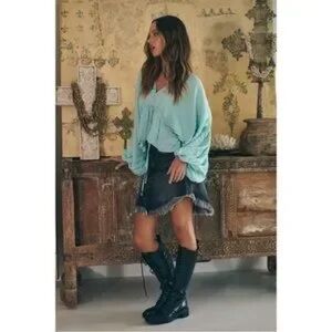 Free People Seafoam Green Long Sleeve Blouse